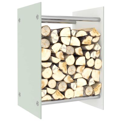 vidaXL Rastel lemne de foc, alb, 40 x 35 x 60 cm, sticlă