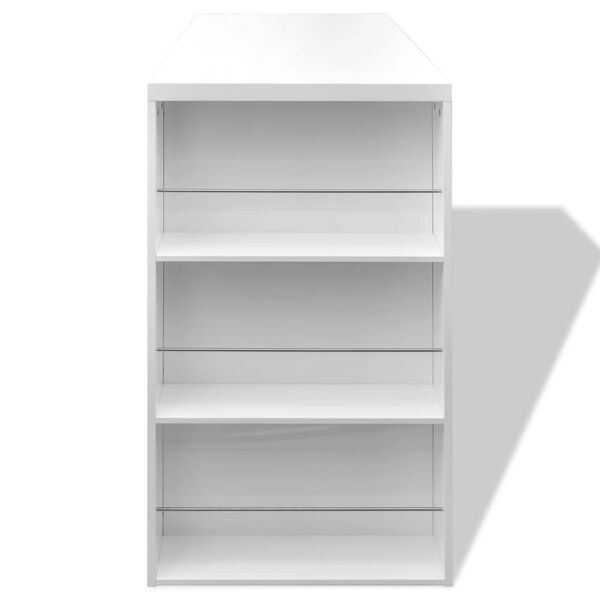 vidaXL Masă de bar din MDF, cu suport pentru sticle de vin, alb lucios