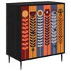 vidaXL Comodă cu sertare ESSEN Print cu floarea-soarelui Stejar Negru