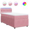 vidaXL Pat box spring cu saltea, roz, 90x190 cm, catifea