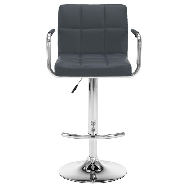 vidaXL Scaune de bar, 2 buc., gri, piele ecologică