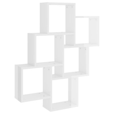 vidaXL Raft de perete cub, alb lucios, 78x15x93 cm PAL