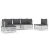 vidaXL Set mobilier de grădină, 5 piese, cu perne, alb, oțel
