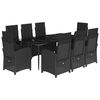 vidaXL Set mobilier de grădină cu perne, 9 piese, negru, poliratan