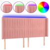 vidaXL Tăblie de pat cu LED, roz, 163x16x118/128 cm, catifea