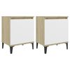 vidaXL Noptiere cu picioare metal 2 buc. stejar sonoma/alb 40x30x50 cm