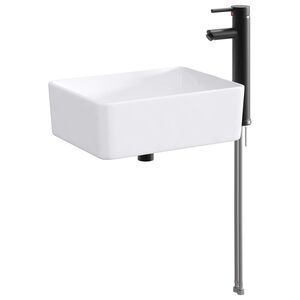 vidaXL Chiuvetă de baie cu robinet și scurgere Negru mat