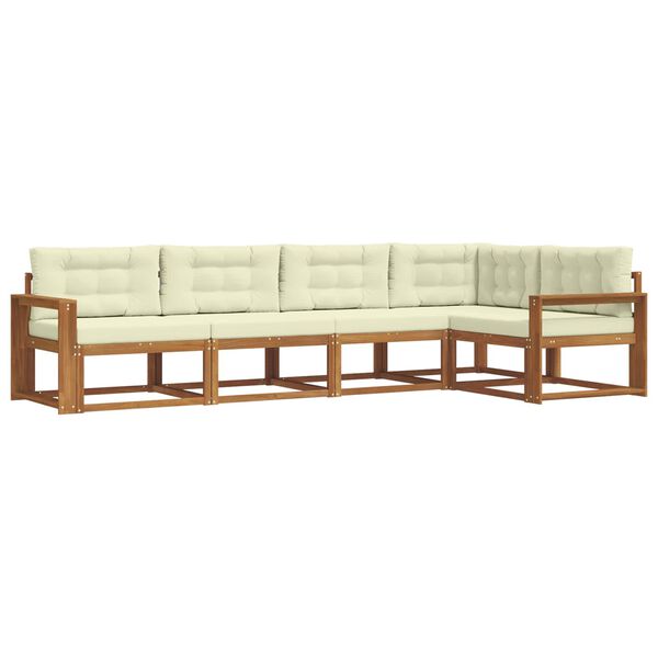 vidaXL Set de canapele de exterior cu pernă 5 pcs Natural și Crem