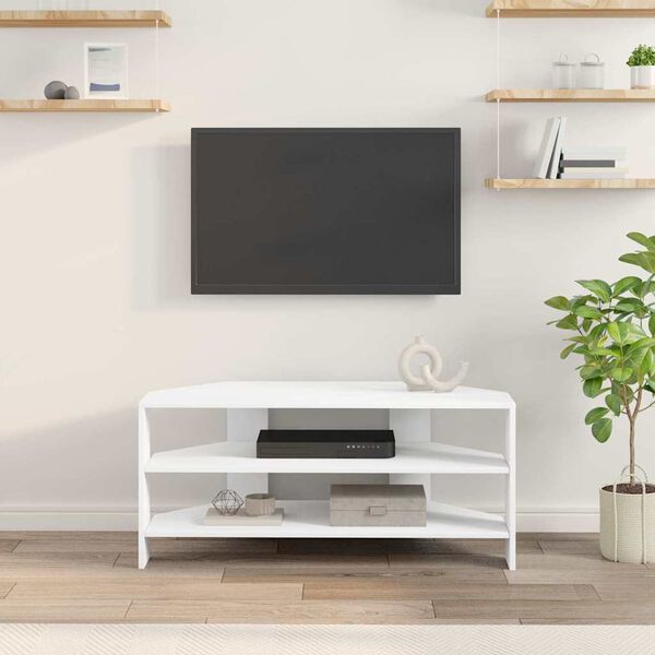 vidaXL DulapdecolțpentruTV Alb 102x40,5x45cm Lemn compozit