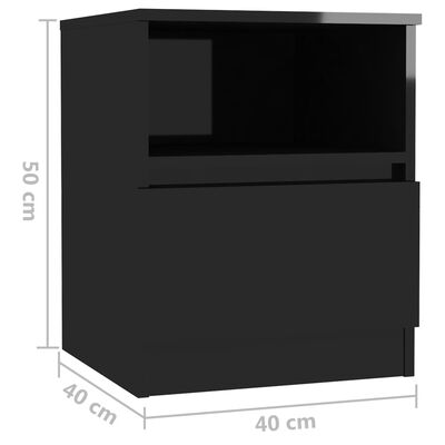vidaXL Noptiere, 2 buc., negru extralucios, 40x40x50 cm, PAL