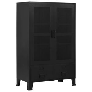 vidaXL Dulap birou cu uși de plasă negru 75x40x120 cm oțel industrial