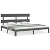 vidaXL Cadru pat cu tăblie 200x200 cm, gri, lemn masiv