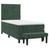 vidaXL Pat box spring cu saltea, verde &icirc;nchis, 80x200 cm, catifea