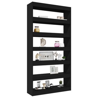 vidaXL Bibliotecă/Separator cameră, negru, 100x30x198 cm, lemn