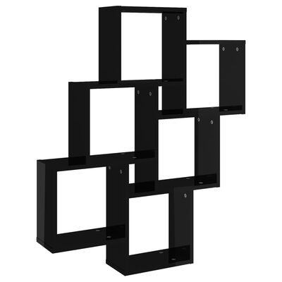 vidaXL Raft de perete cub, negru lucios, 78x15x93 cm PAL