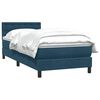 vidaXL Pat box spring cu saltea, albastru &icirc;nchis, 100x210 cm, catifea