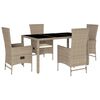 vidaXL Set mobilier de grădină cu perne, 5 piese, bej, poliratan