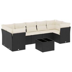 vidaXL Set mobilier de grădină cu perne, 8 piese, negru, poliratan