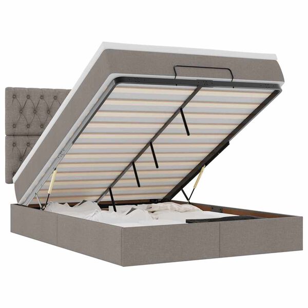 vidaXL Cadru de pat otoman cu saltea Taupe 140x200cm Material