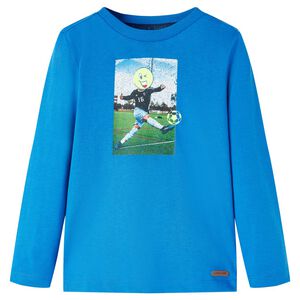Tricou de copii cu m&acirc;neci lungi albastru cobalt 116