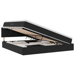 vidaXL Pat cu saltea și LED cu saltea Negru 200 x 200 cm Catifea