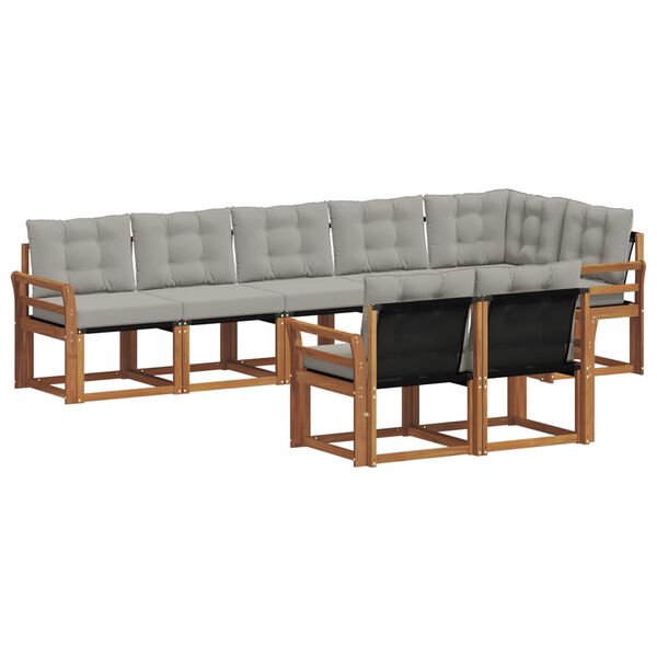 vidaXL Set de canapele de exterior 8 pcs Gri natural și deschis