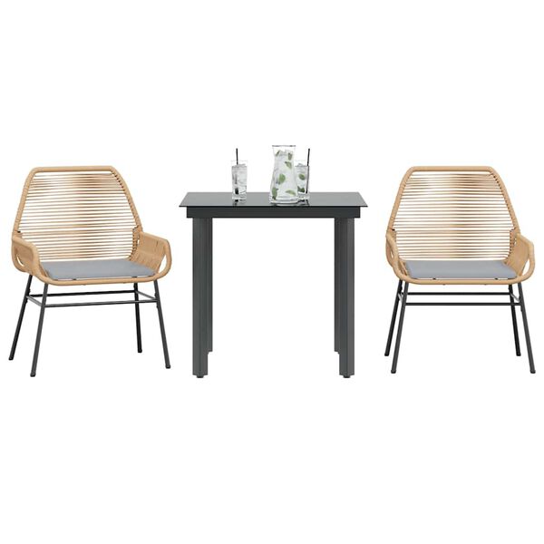 vidaXL Set mobilier de grădină cu perne 3 piese maro sticlă polirattan