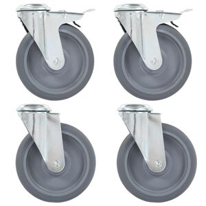 vidaXL Roți pivotante cu gaură pentru șurub, 4 buc., 125 mm