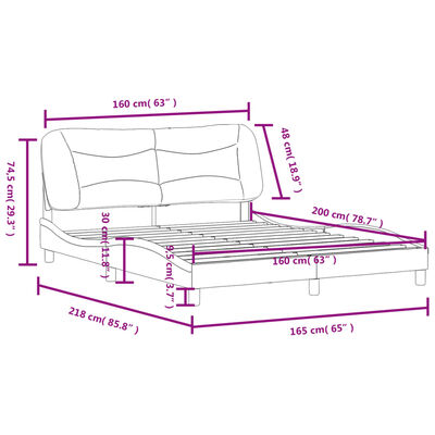 vidaXL Cadru de pat cu tăblie, maro închis, 160x200 cm, textil