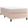 vidaXL Pat box spring cu saltea, cappuccino, 90x190 cm piele ecologică