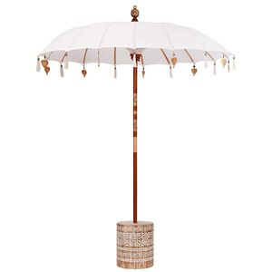 vidaXL Umbrela balineză cu bază 250 Crema și Alb 190 x 190 x 250 cm