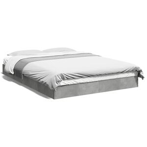 vidaXL Cadru de pat, gri beton, 140x200 cm, lemn prelucrat