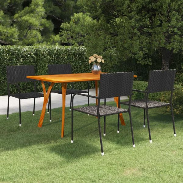 vidaXL Set mobilier de grădină, 5 piese, negru