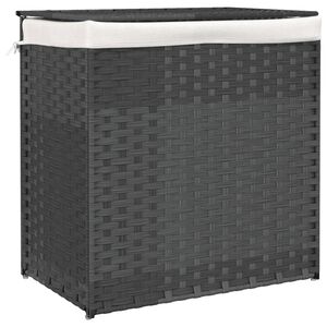 vidaXL Coș de rufe cu 2 secțiuni, gri, 53x35x57 cm, poliratan