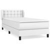 vidaXL Pat box spring cu saltea, alb, 100x200 cm, piele ecologică