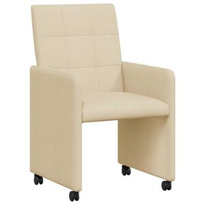 vidaXL Scaune de dining cu roți 2 buc. țesătură Crem 58 x 65 x 94 cm
