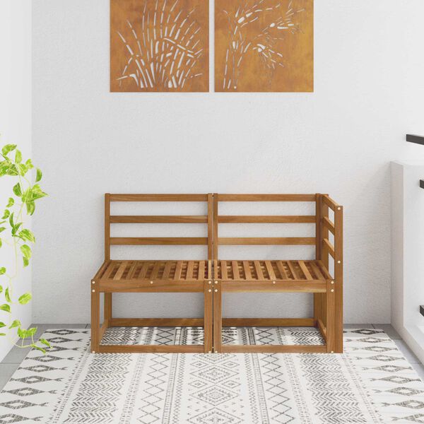 vidaXL Canapea de exterior din mijloc și colț 2 Bucată natural