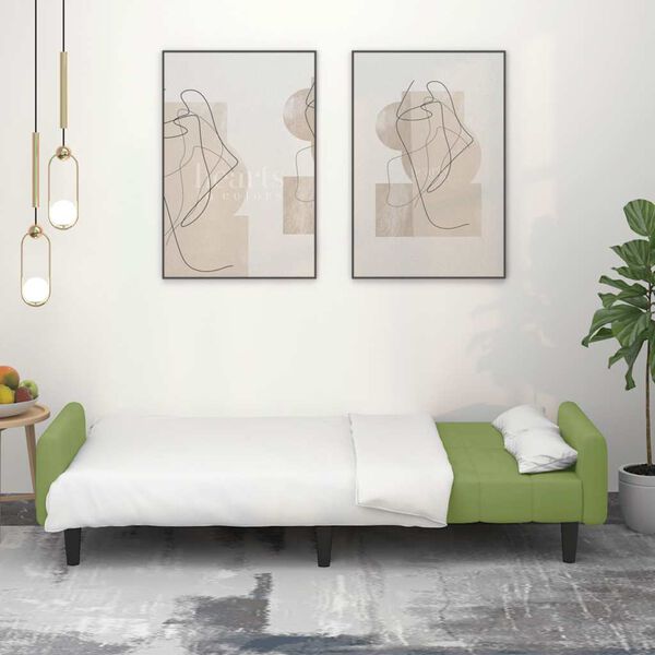 vidaXL Canapea extensibilă cu 2 locuri, verde deschis, catifea