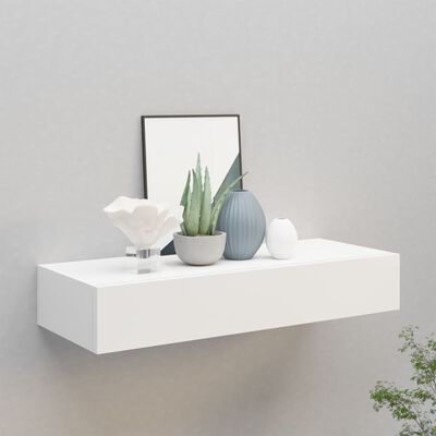 vidaXL Raft de perete cu sertar, alb, 60x23,5x10 cm, MDF