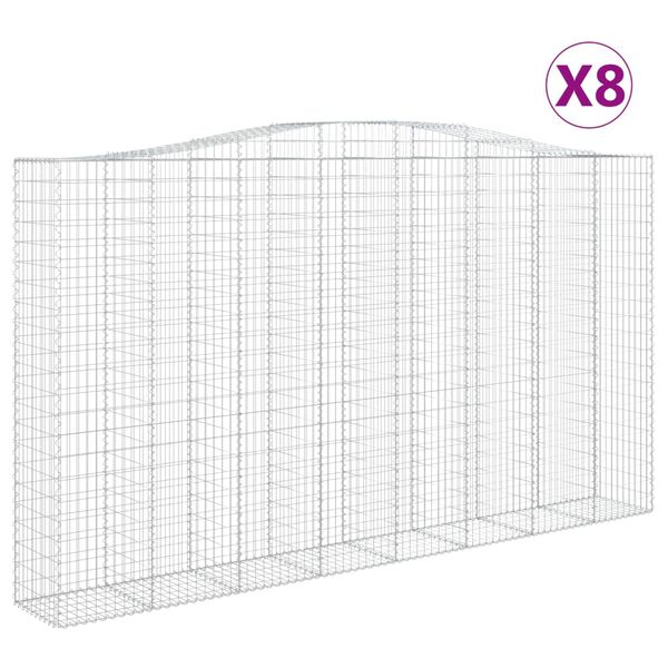 vidaXL Coșuri gabion arcuite, 8 buc, 400x50x220/240cm, fier galvanizat