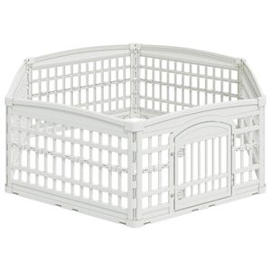 vidaXL Cerc pentru c&acirc;ini cu 6 panouri 177,5 x 154,5 x 58 cm Plastic