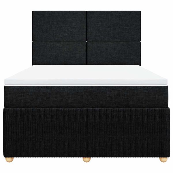 vidaXL Pat box spring cu saltea, negru, 140x190 cm, textil