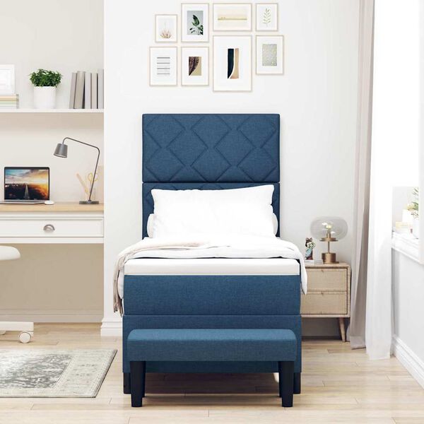 vidaXL Pat cu arcuri cu saltea albastru 80 x 200 cm țesătură