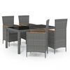 vidaXL Set mobilier de exterior cu perne, 5 piese, gri, poliratan