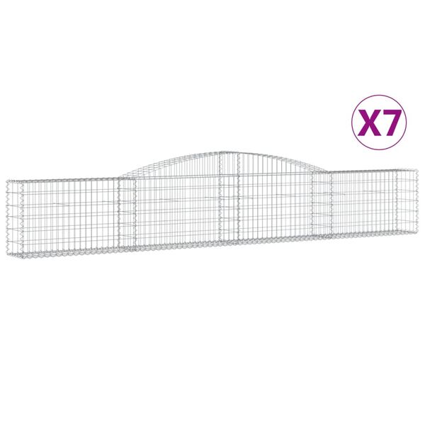 vidaXL Coșuri gabion arcuite 7 buc, 400x30x60/80 cm, fier galvanizat
