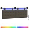 vidaXL Tăblie de pat suspendată Cu lumină LED Gri Piele artificială