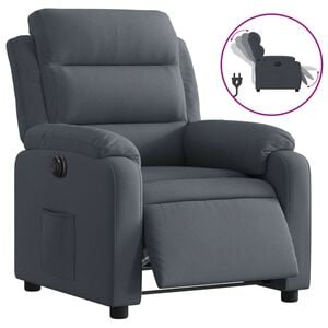 vidaXL Fotoliu rabatabil electric, gri &icirc;nchis, catifea