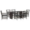 vidaXL Set dining pentru exterior 7 buc. Negru poliratan