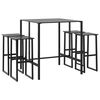 vidaXL Set bar de grădină 5 piese, negru, oțel vopsit electrostatic