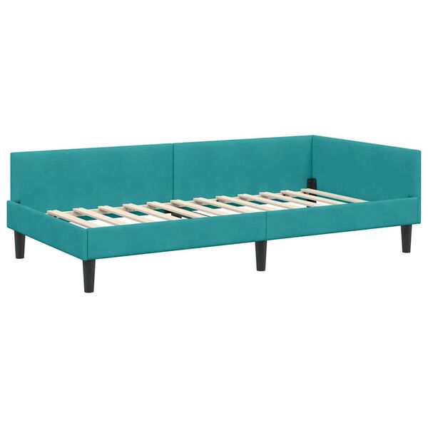 vidaXL Cadru de pat colțar cu headboard Turcoaz 90 cm x 190 cm Catifea